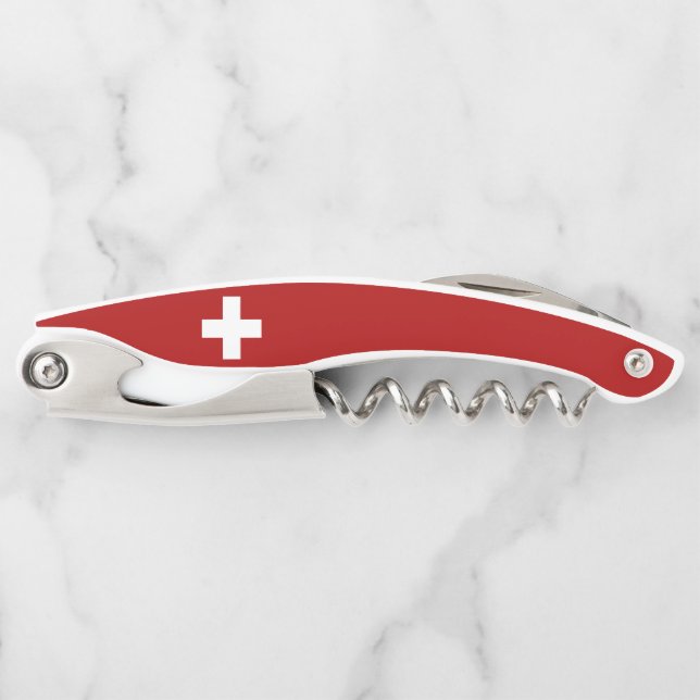 Swiss flag waiter's corkscrew (Front)