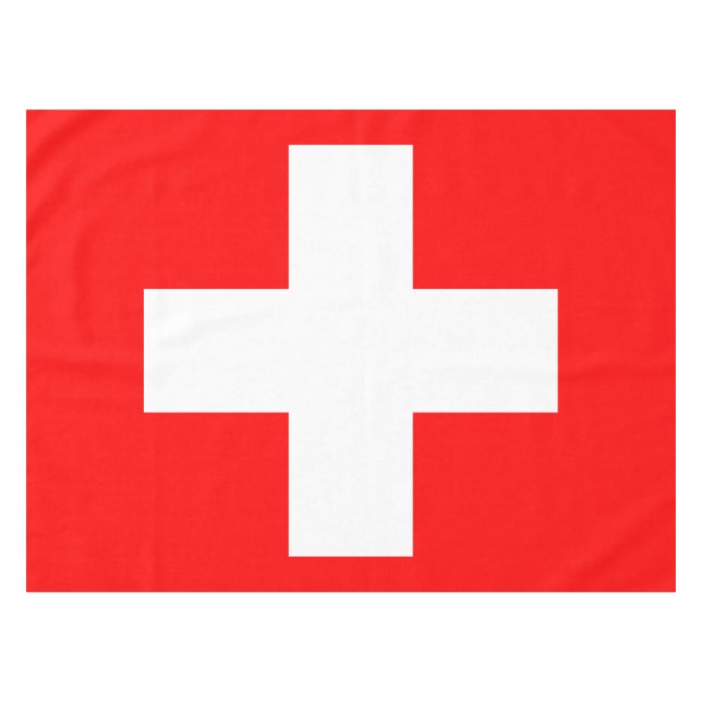 Swiss Flag (White Cross on Red) Tablecloth (Front (Horizontal))