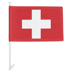 Swiss Flag White Cross Patriotic Car Flag