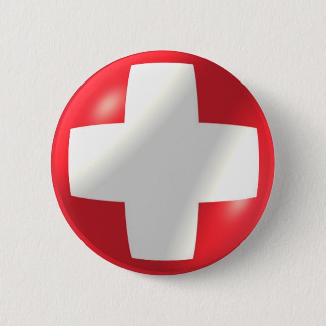 Swiss Flag With Bubble Button (Front)