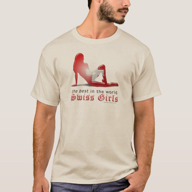 Swiss Girl Silhouette Flag T-Shirt (Front)