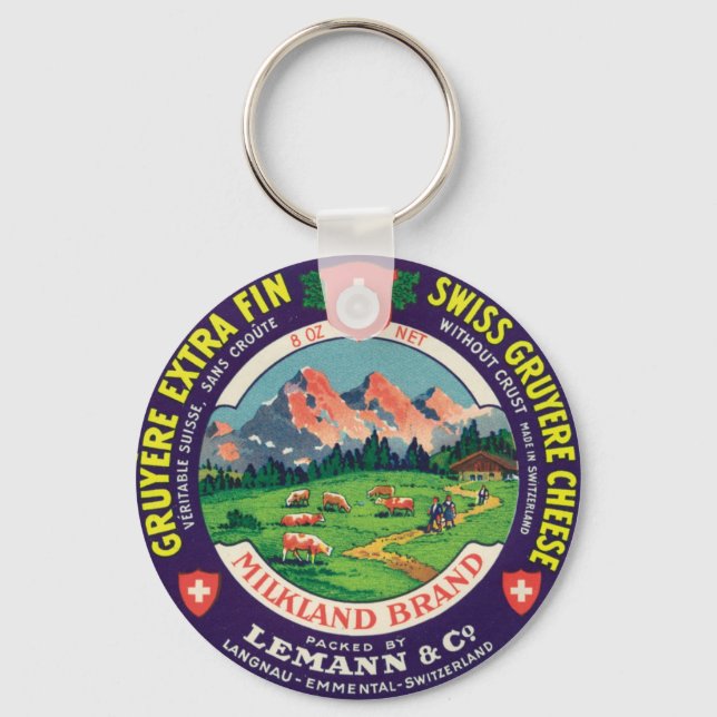 Swiss Gruyere Cheese Langnau Emmental Switzerland Keychain (Front)