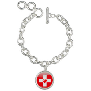 Swiss heart charm bracelet