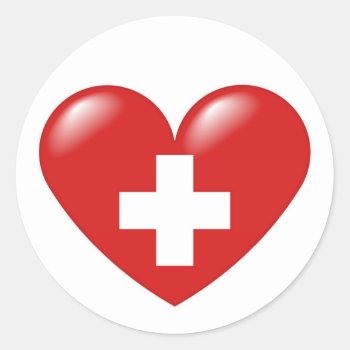 Swiss Heart - Schweizer Herz - Coeur Suisse Classic Round Sticker by madelaide at Zazzle