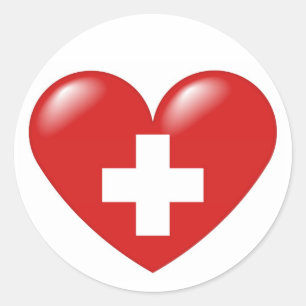 Swiss heart - Schweizer Herz - Coeur suisse Classic Round Sticker