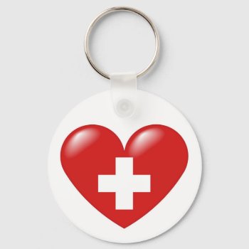 Swiss Heart - Schweizer Herz - Coeur Suisse Keychain by madelaide at Zazzle