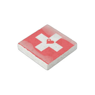 Swiss heart stone magnet