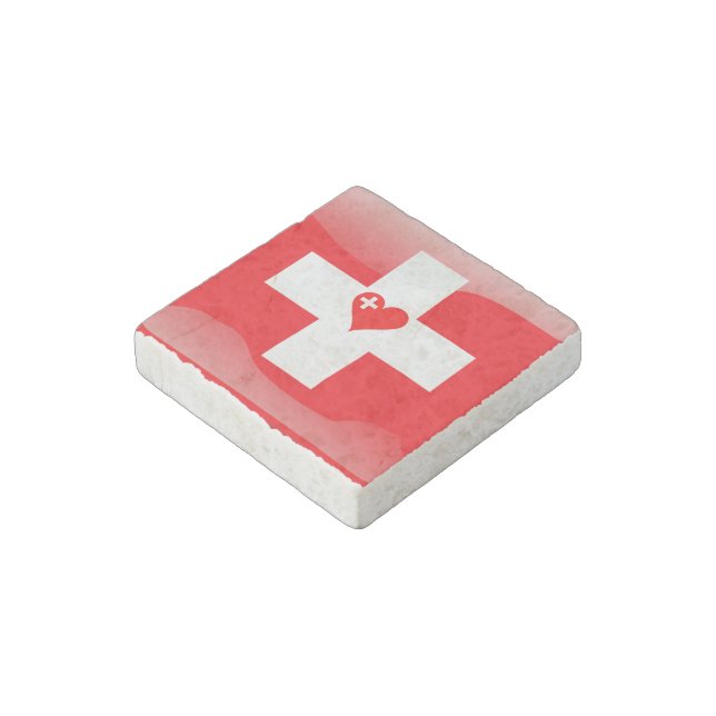 Swiss heart stone magnet (Angled)