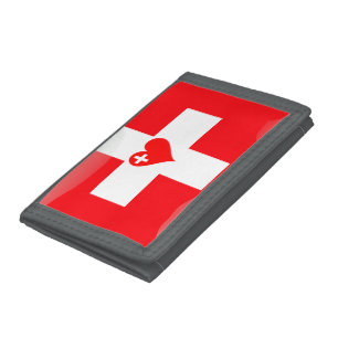 Swiss heart tri-fold wallet