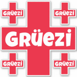 Swiss Hello Gruezi Five Separate Die-Cut Stickers
