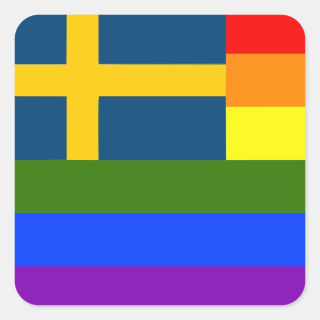 SWISS LGBT RAINBOW FLAG SWEDEN PRIDE SQUARE STICKER (Front)