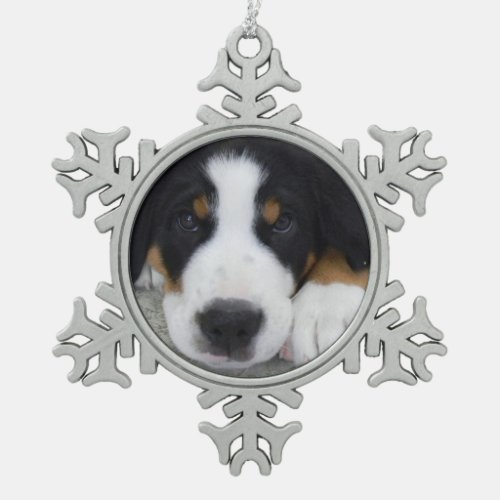 Swiss Mountain Dog Pewter Snowflake Ornament