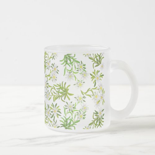 Swiss Mountain Edelweiss Flowers Frosted Mug