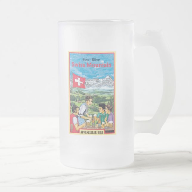 Swiss Mountain Frosted Glass Beer Mug (Right)