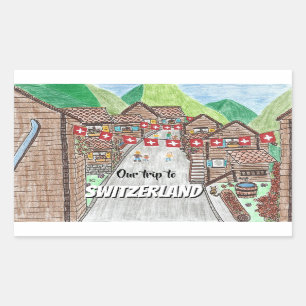 Swiss mountain town cartoon drawing stickers