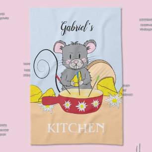 Swiss Mouse Making Cheese Fondue Kitchen Towel