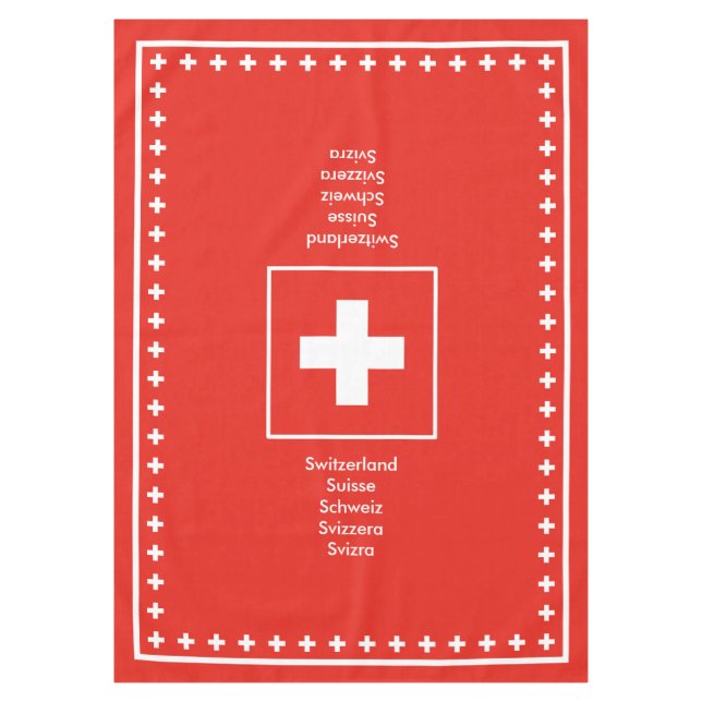 Swiss National Day Flag of Switzerland Tablecloth (Front)