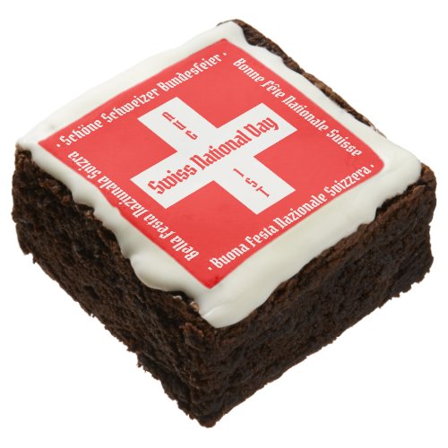 Swiss National Day in Four Languages Swiss Flag Brownie