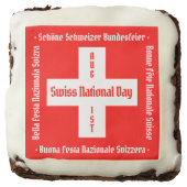 Swiss National Day in Four Languages Swiss Flag Brownie (Front)