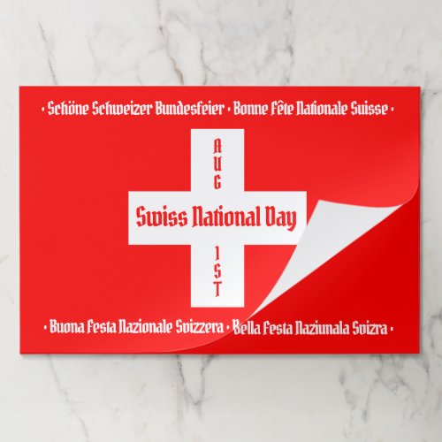 Swiss National Day in Four Languages Swiss Flag Paper Pad