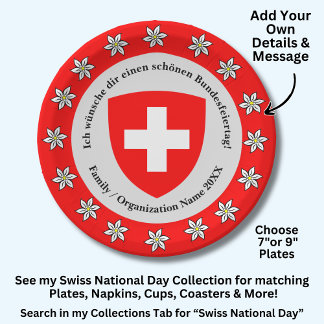 Swiss National Day Switzerland Flag Edelweiss 7" Paper Plates