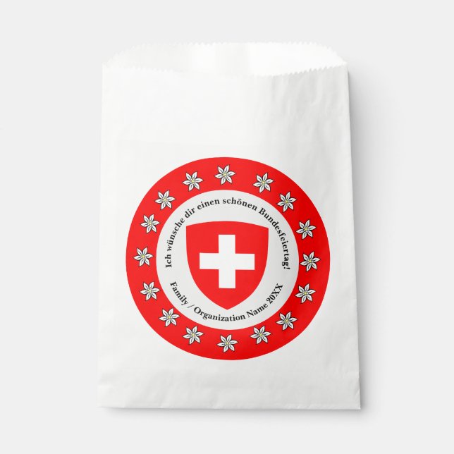 Swiss National Day Switzerland Flag Edelweiss Favor Bag (Front)