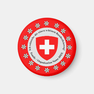 Swiss National Day Switzerland Flag Edelweiss Magnet