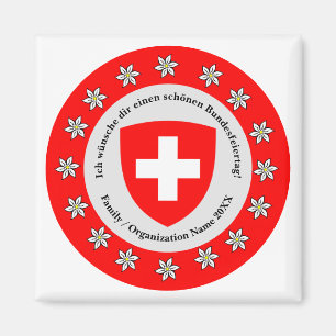 Swiss National Day Switzerland Flag Edelweiss Magnet
