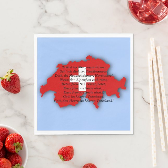Swiss National Day, Switzerland, Swiss Psalm, Flag Napkins (Insitu)