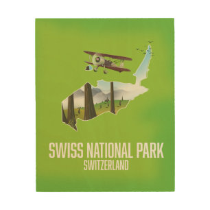 Swiss National Park , Switzerland map Wood Wall Art