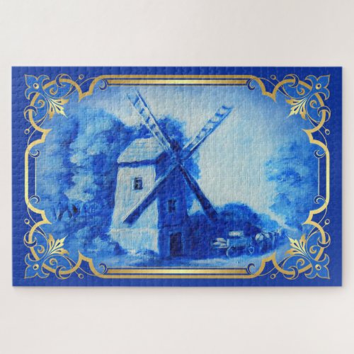 SwissNorwegianHolland windmill delft blue Jigsaw Puzzle