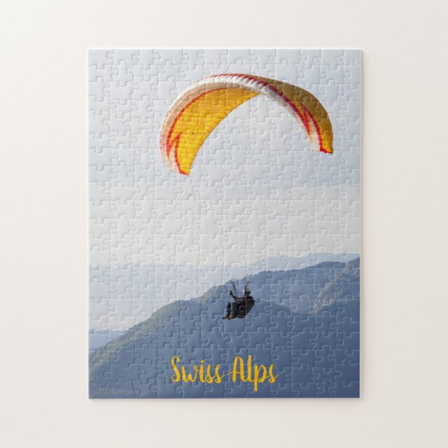 Swiss Paragliding Colorful Orange Jigsaw Puzzle (Vertical)