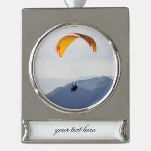 Swiss Paragliding Orange Fabulous Epic Silver Plated Banner Ornament