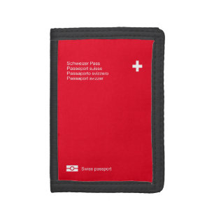 Swiss passport ticket tri-fold wallet