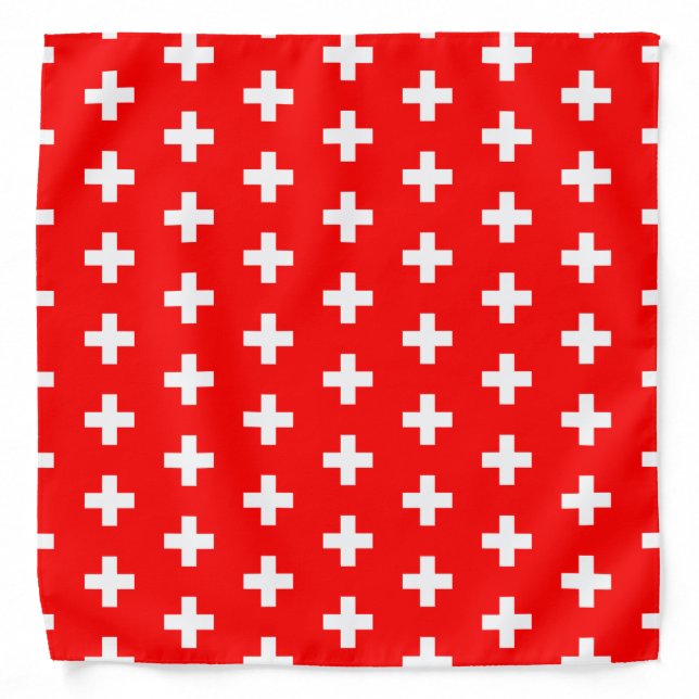Swiss Pride Flag of Switzerland Red and White Bandana (Front)