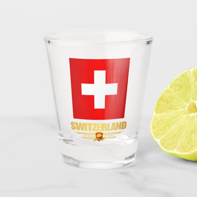 "Swiss Pride" Shirts Shot Glass (Front)