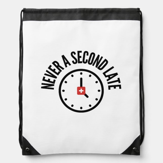 Swiss Punctuality Tote Drawstring Bag (Front)