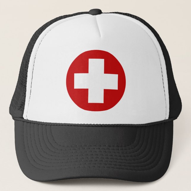 Swiss Red Cross Emergency Recovery Roundell Trucker Hat (Front)