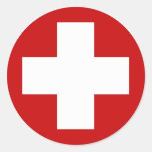 Swiss Red Cross Emergency Roundell Classic Round Sticker