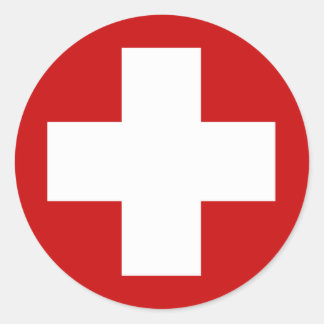 Swiss Red Cross Emergency Roundell Classic Round Sticker