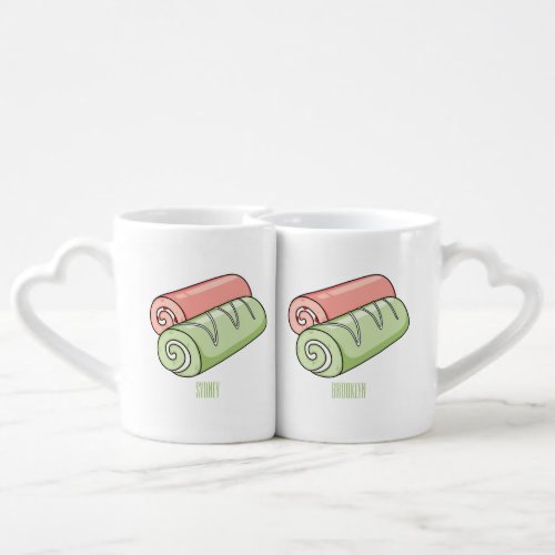 Swiss roll  roll cake cartoon illustration  coffee mug set