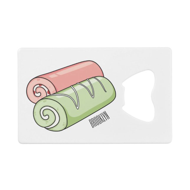 Swiss roll / roll cake cartoon illustration  credit card bottle opener (Front (Horizontal))