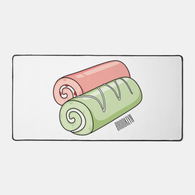 Swiss roll / roll cake cartoon illustration  desk mat (Front)
