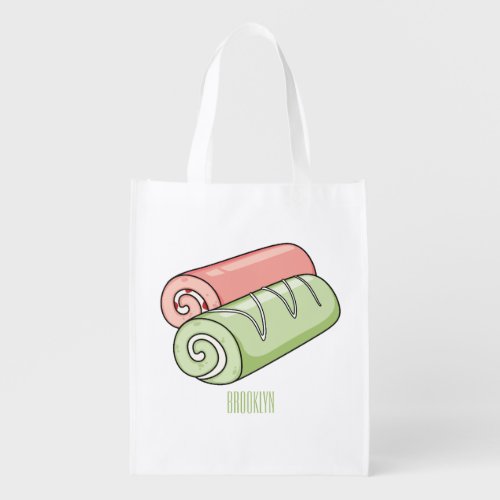 Swiss roll  roll cake cartoon illustration  grocery bag