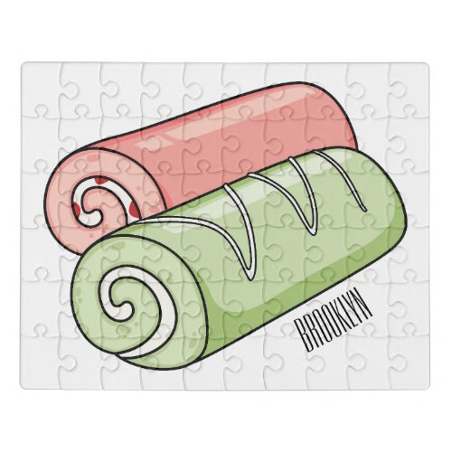 Swiss roll  roll cake cartoon illustration  jigsaw puzzle