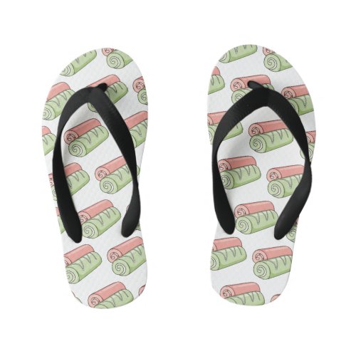 Swiss roll  roll cake cartoon illustration  kids flip flops