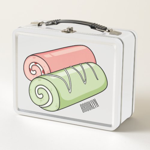 Swiss roll  roll cake cartoon illustration  metal lunch box