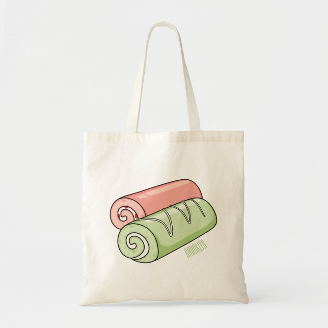 Swiss roll / roll cake cartoon illustration  tote bag (Front)