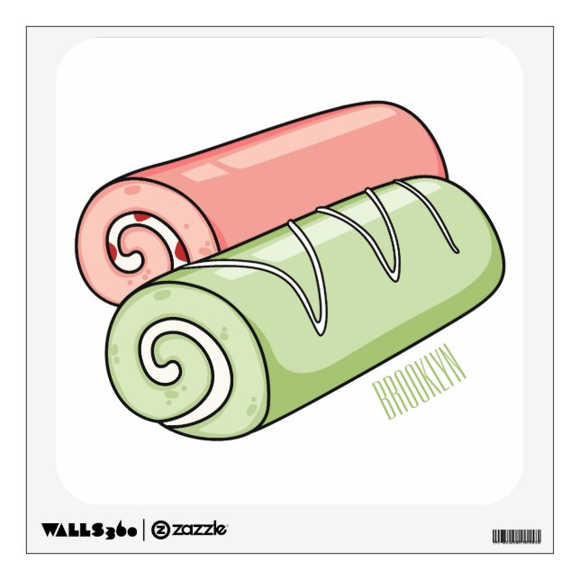 Swiss roll / roll cake cartoon illustration  wall decal (Front)