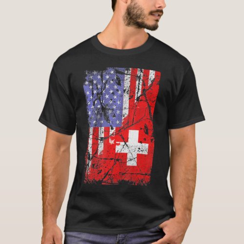 Swiss Roots American Flag Switzerland          T_Shirt